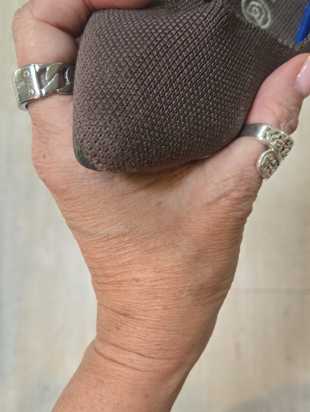 Rothy's Taupe Brown with Blue Accent Pointed Toe Flats - Picture 7 of 12